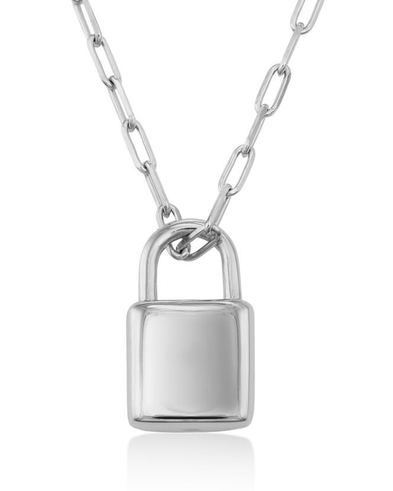 

1pc Simple Lock Pendent Necklace, Silver