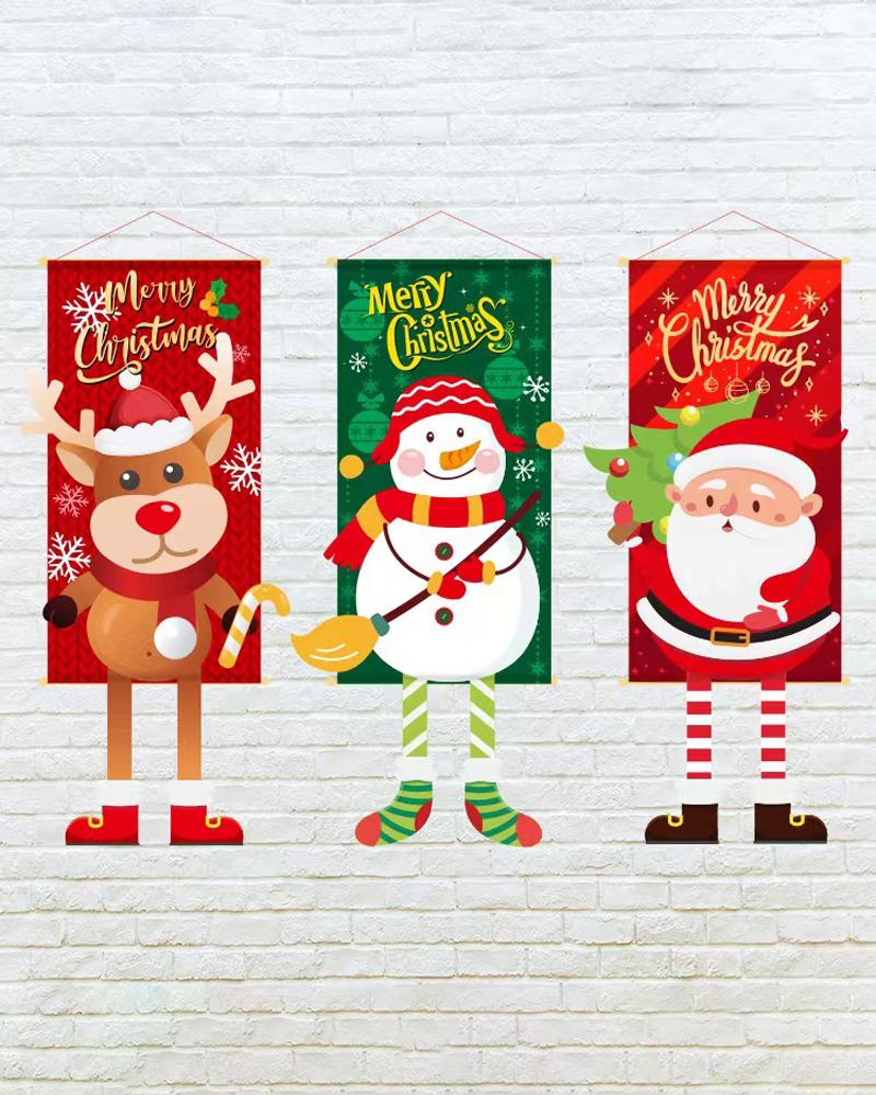 

1pc Christmas Wall Hanging Flag Door Banner Porch Sign Hanging Banner Flag Home Wall Indoor Outdoor Christmas Party Decoration, Style3