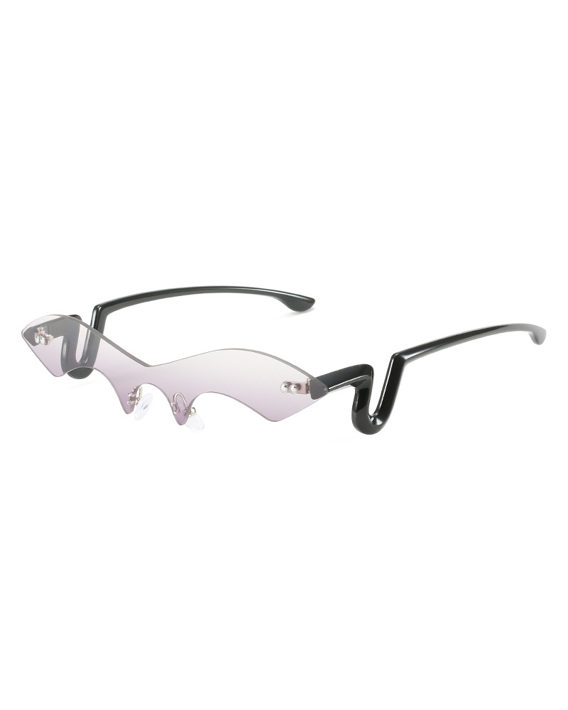 

1Pair Ombre Lens Rimless Bat Design Sunglasses, Gray