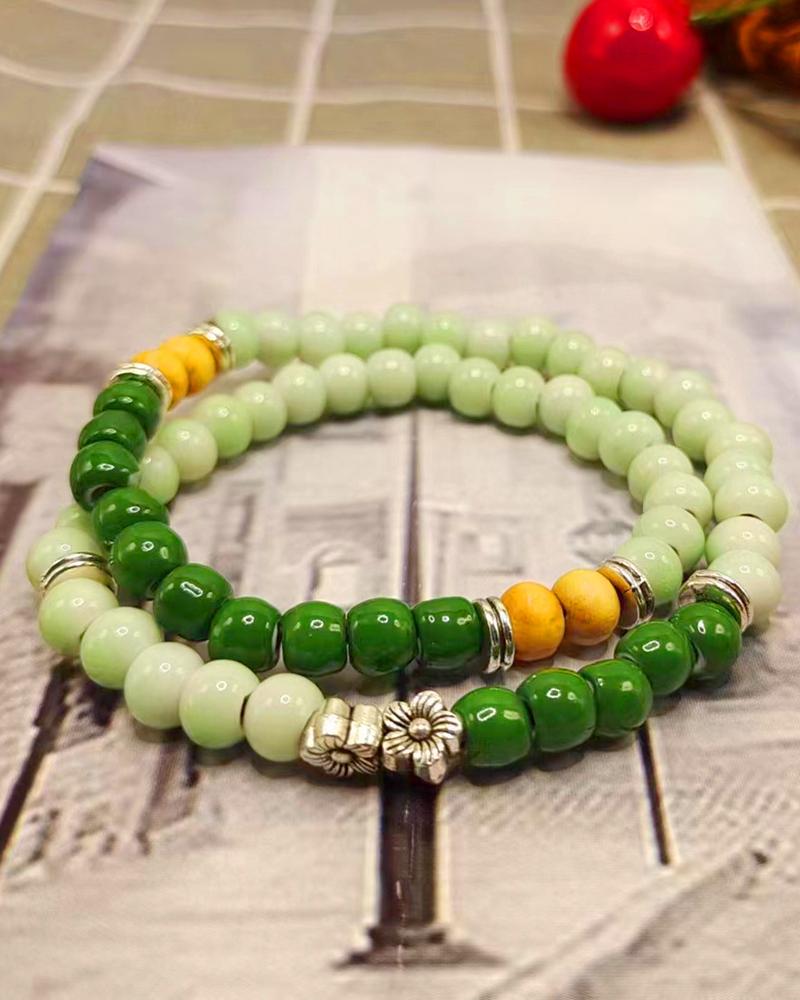 

1pc Double-Layered Cross Beaded Bracelet, Style8