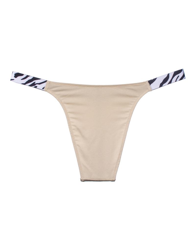 

Cheetah Print Colorblock Low-waist Breathable Thong Panty, Beige