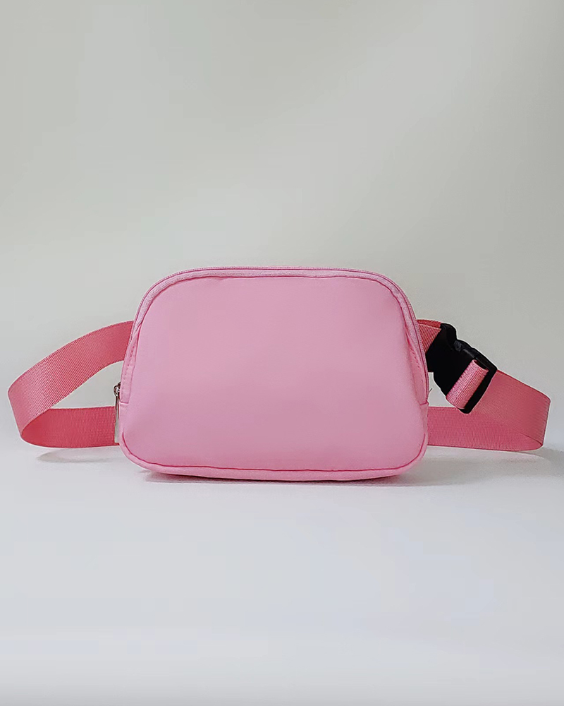 

Women's Fanny Pack Zipper Design Yoga Crossbody Belt Bag, Pink