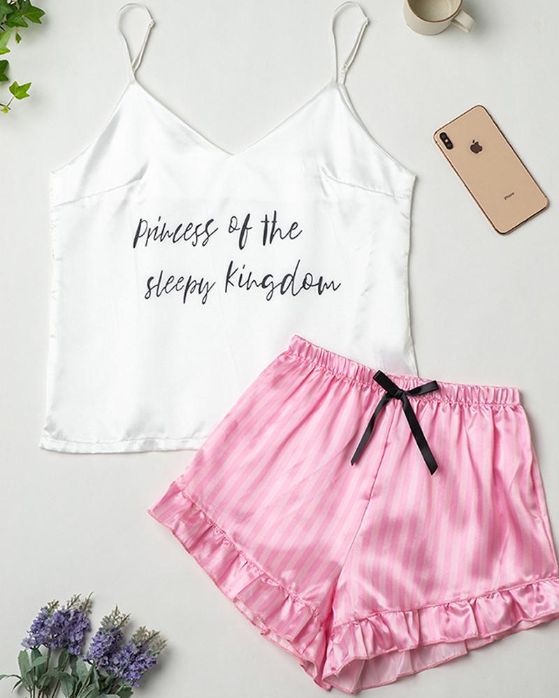 

Ice Silk Tank Shorts Pajamas Sets, Pink