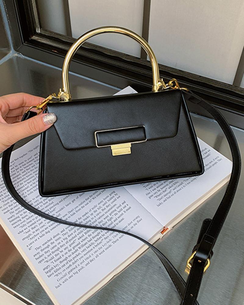 

Round Top Handle Flap Crossbody Bag, Black