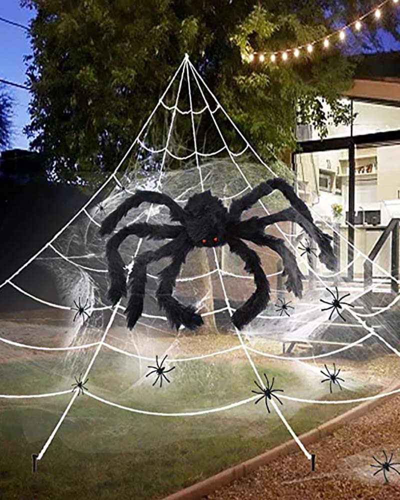 

Halloween Decorations Giant Round Spider Web Scary Halloween Yard Door & Outdoor Decor Super Stretch Cobweb Halloween Decorations Party Favors, White