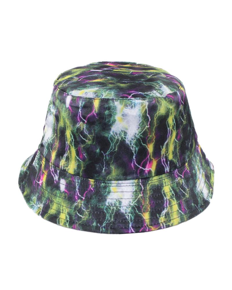 

Lightning Print Bucket Hat, Black