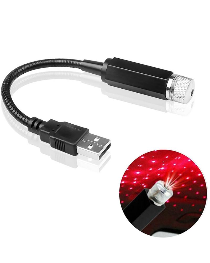 

LED Night Light on The Top of The Car Adjustable USB Decoration Light, Red
