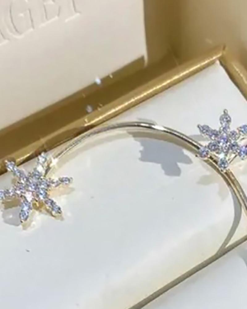 

1pcs Christmas Snowflake Rhinestone Decor Ear Climber, Gold