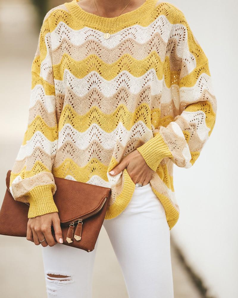 

Yellow Striped Knit Pullover