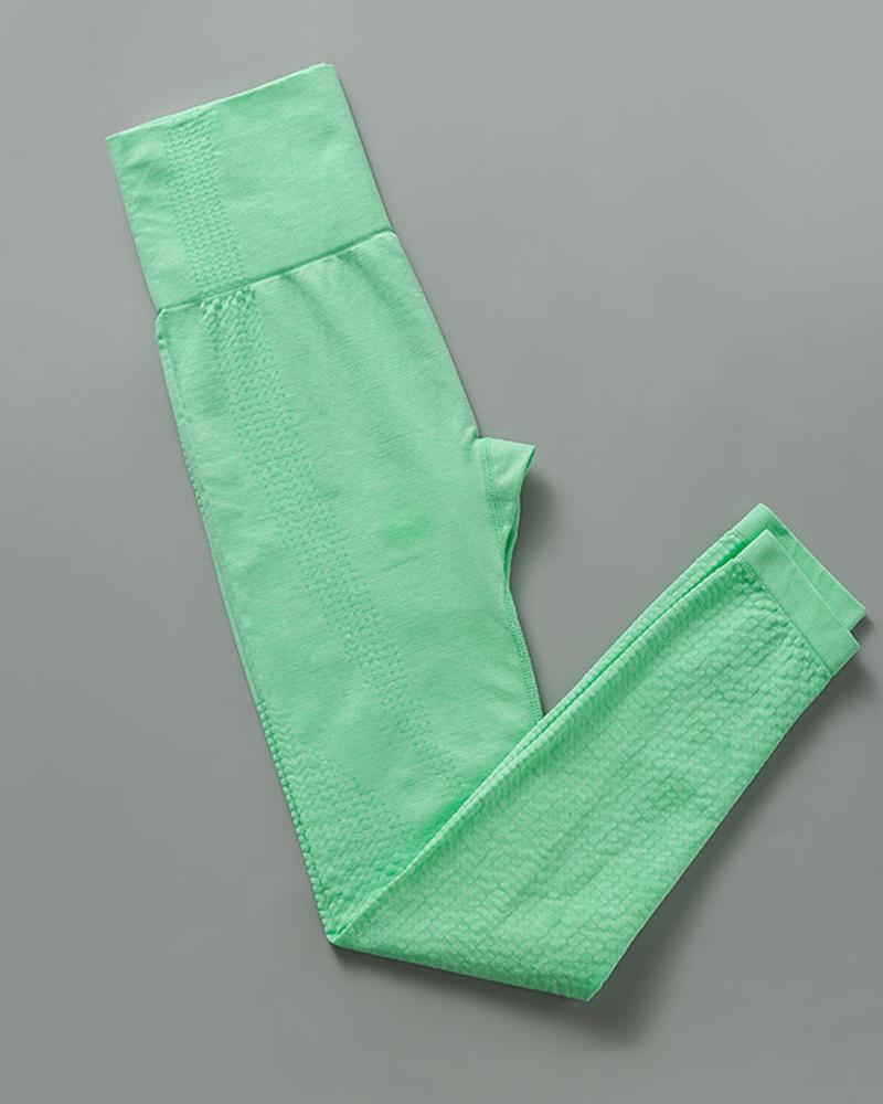 

Plain Sporty Skinny High Waist Active Pants, Green