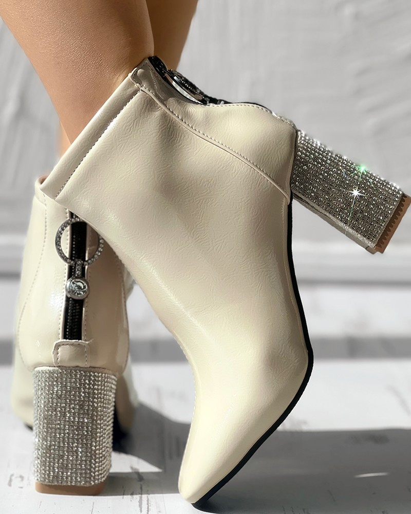 Women’s Chunky Heel PU Martin Boots | Large Size High Heel Boots main image 0