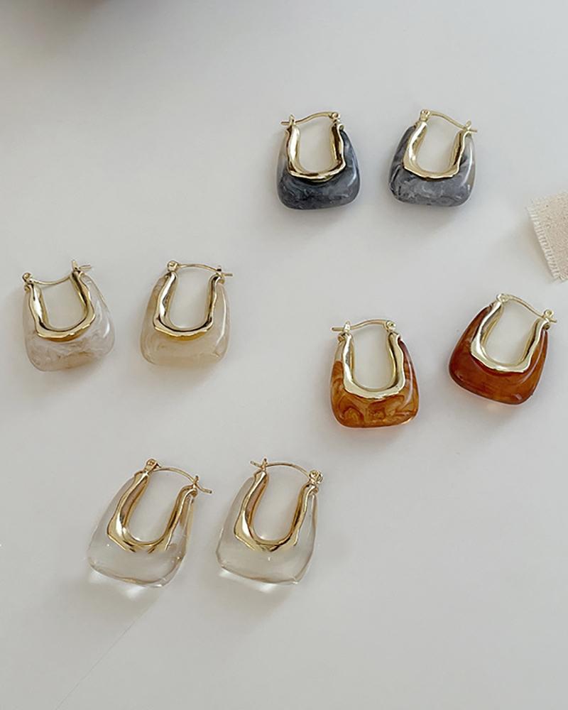 

1Pair Geometric Shaped Drop Earrings, Green