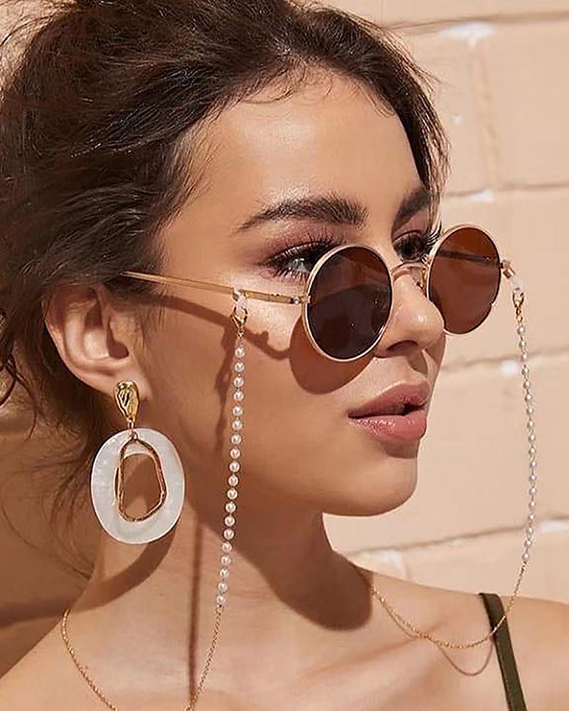 

1pcs Fashionable Beaded Sunglasses Chain, Gold