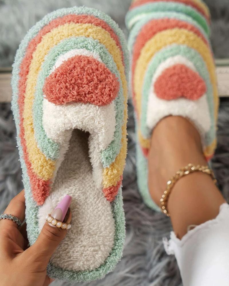 

Christmas Striped Fluffy Slippers, Multicolor