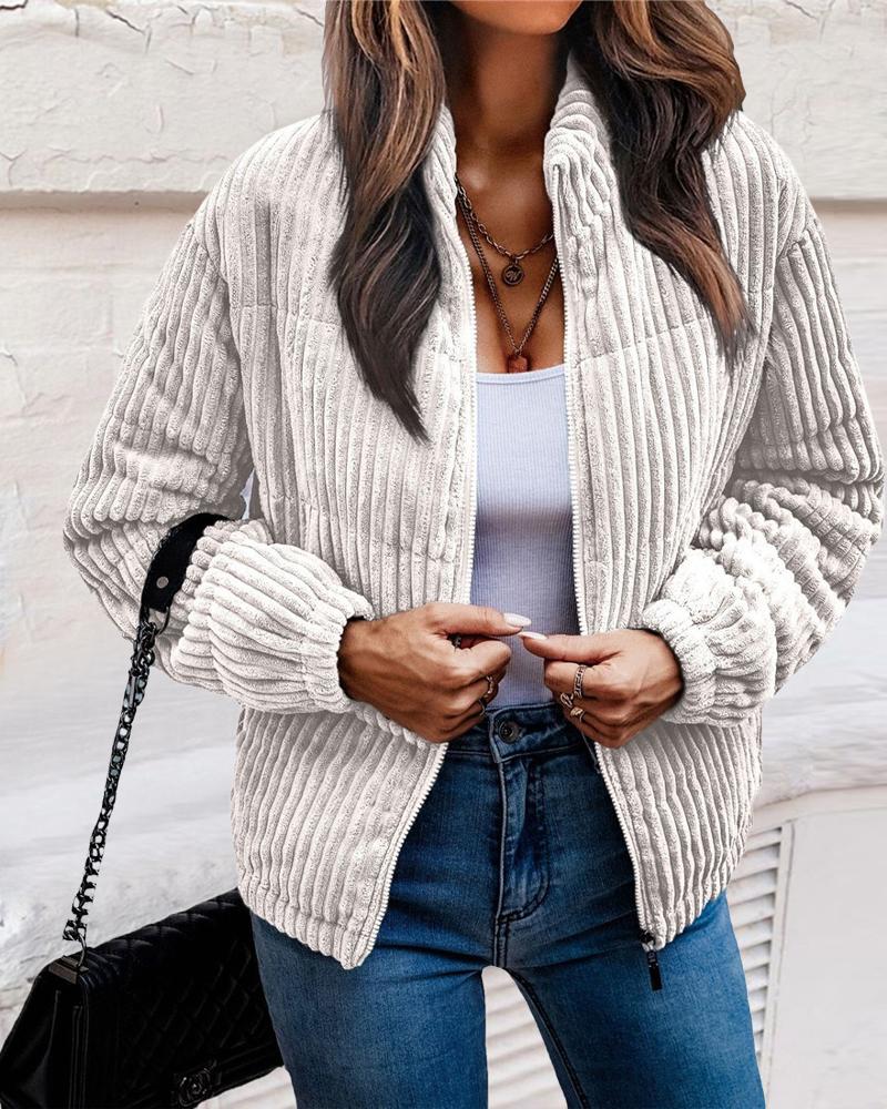 

Long Sleeve Zip Up Teddy Coat, Apricot