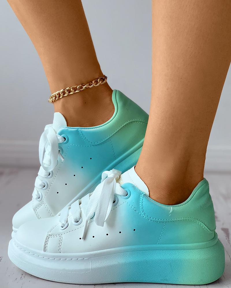 

Ombre Eyelet Lace-up Muffin Sneakers, Green