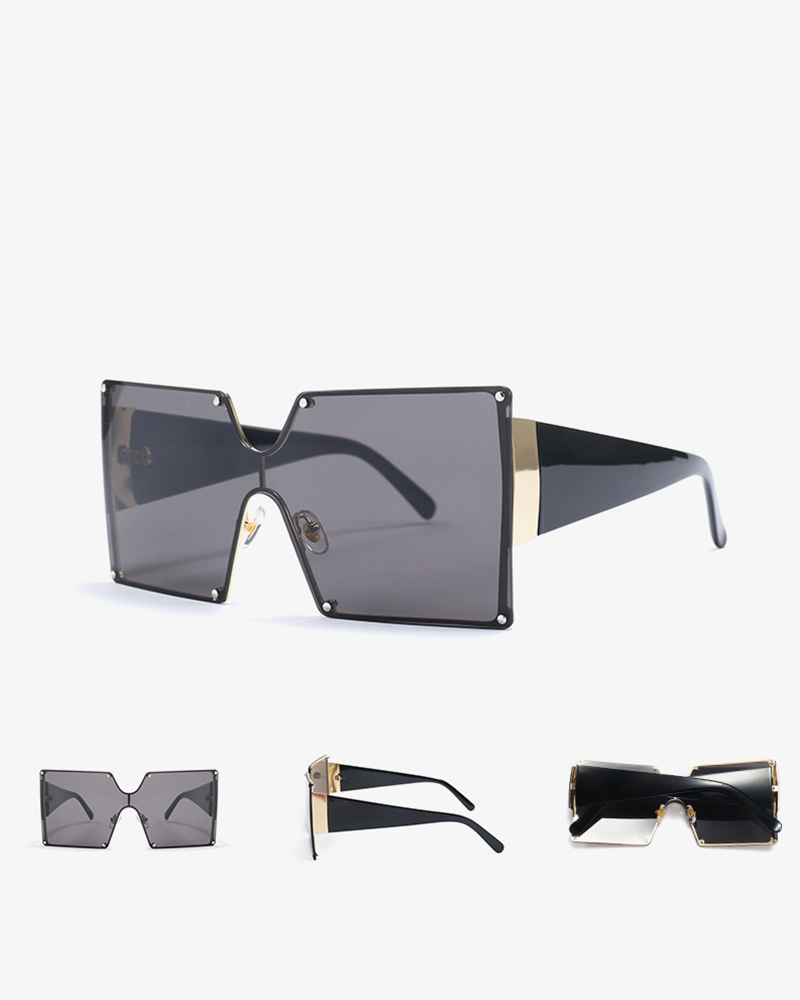 

Square Flexible Metal Frame Sunglasses, Black