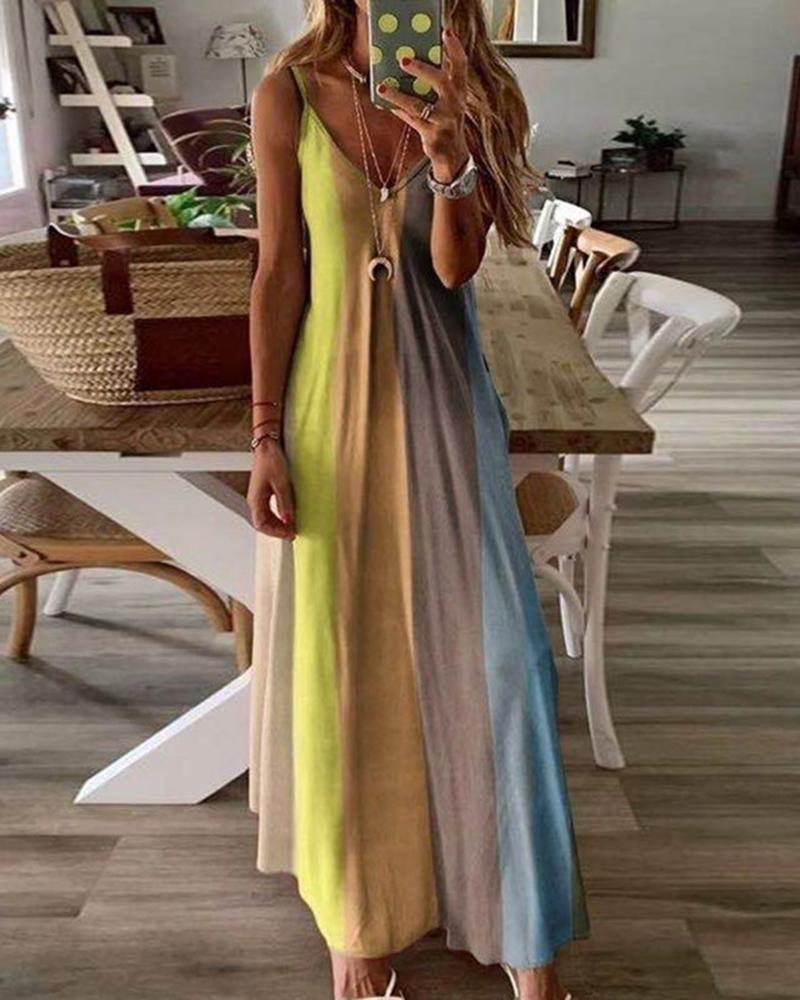 

Ombre Colorblock Sleeveless Maxi Dress, Yellow