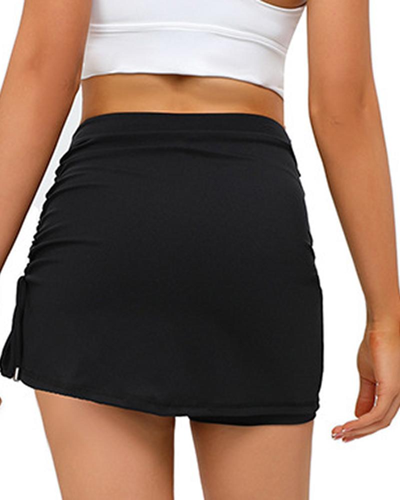 

Tied Detail Quick Dry Tennis Skorts, Black