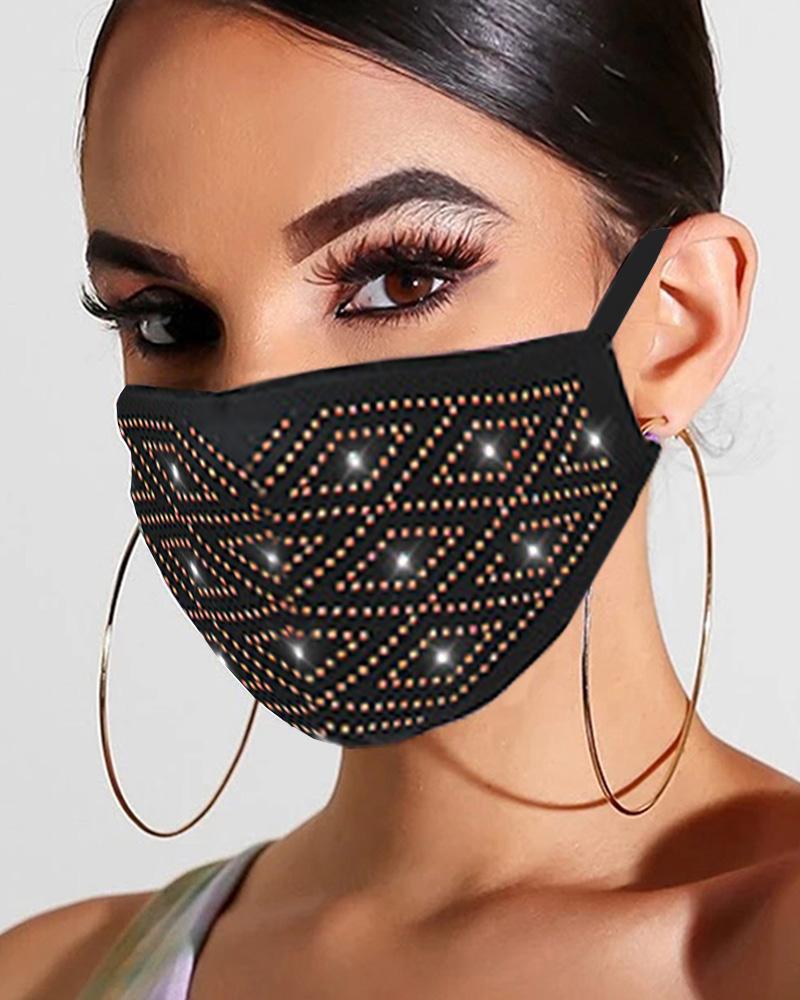 

Rhinestone Ear Loop Breathable Mouth Mask Reusable, Style3