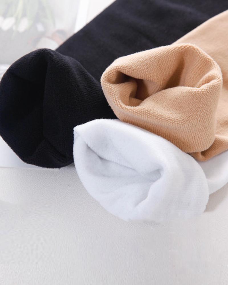 

Fleece Lined Leg Warmers Over Knee Thigh High Socks, Black