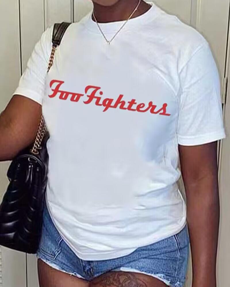 

Foo Fighters Print Casual T-shirt, White