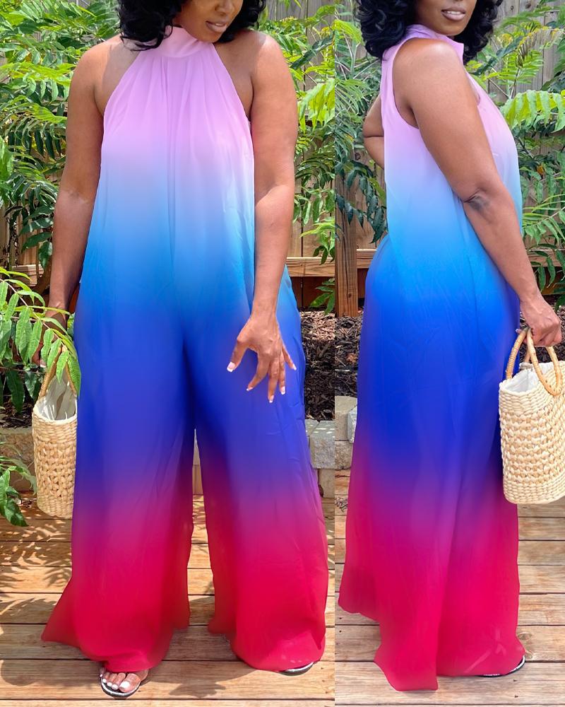 

Ombre Sleeveless Wide Leg Jumpsuit, Multicolor