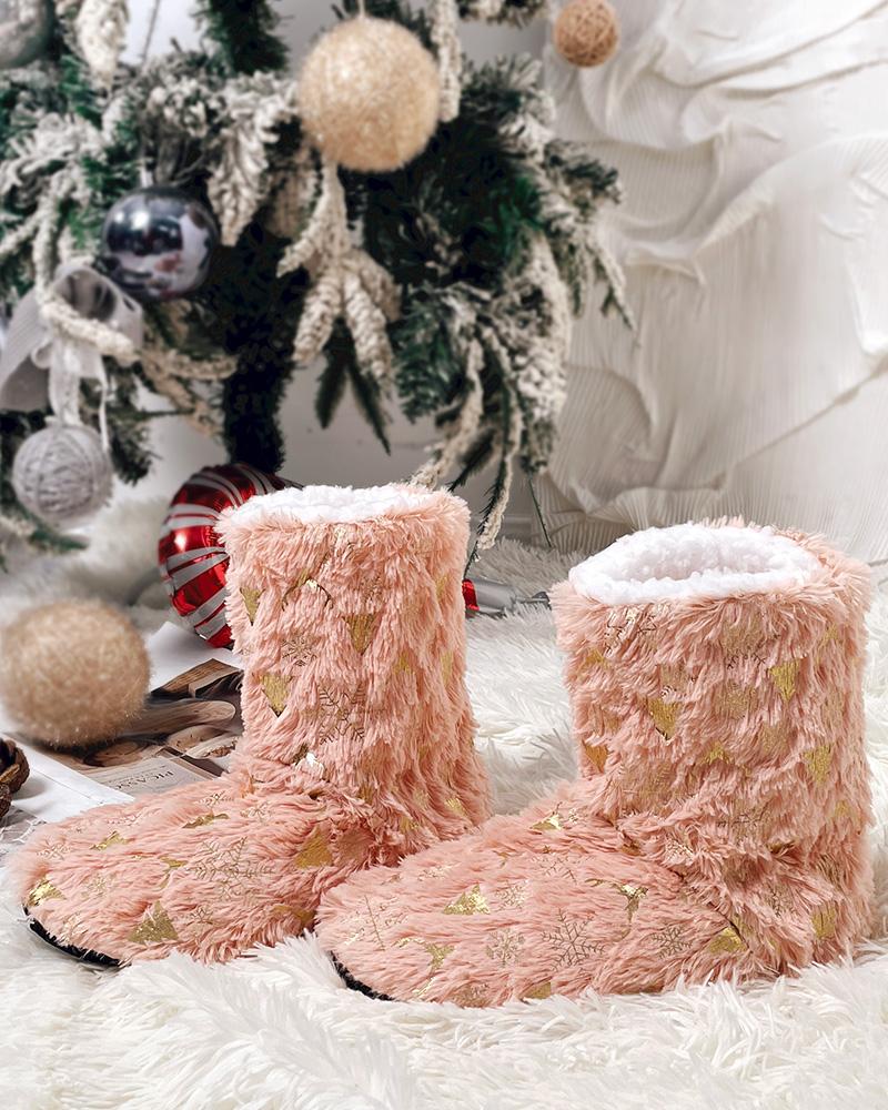 

Christmas Cute Slipper Thermal Socks Soft Cozy Fuzzy Fleece-lined Home Socks, Pink