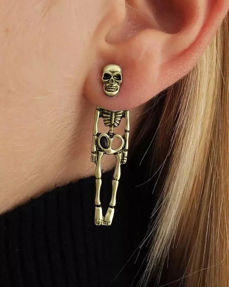 

1Pair Halloween Skeleton Gothic Stud Earrings, Gold