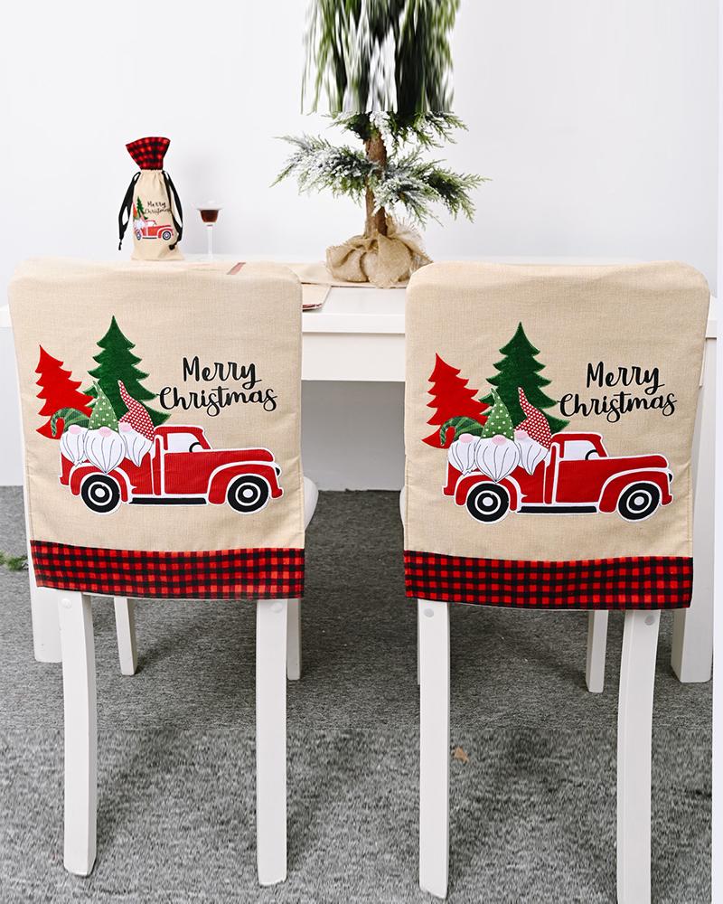 

1pc Christmas Dining Chair Cover Dinner Chair Slipcover Christmas Chair Seat Back Cover Protector Holidays Home Party Decoration, Style1