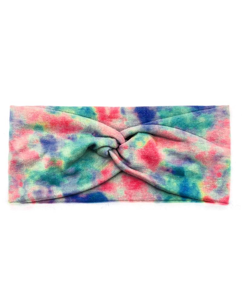 

1pc Tie Dye Print Twisted Yoga Sports Wide Headband, Multicolor