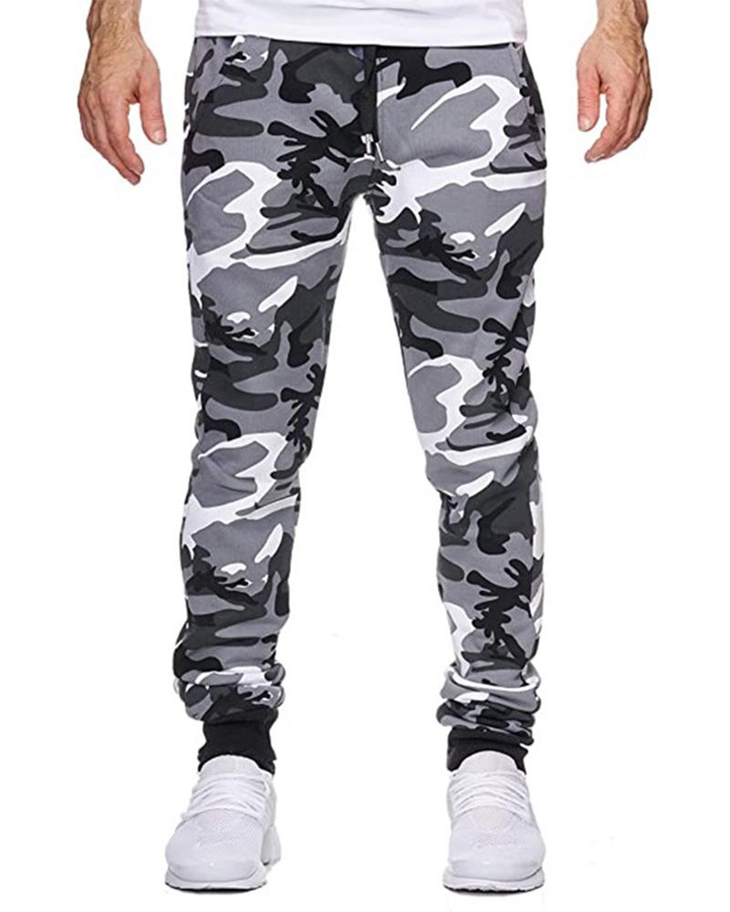 

3D Flash Print Skinny Jogging Pants, White