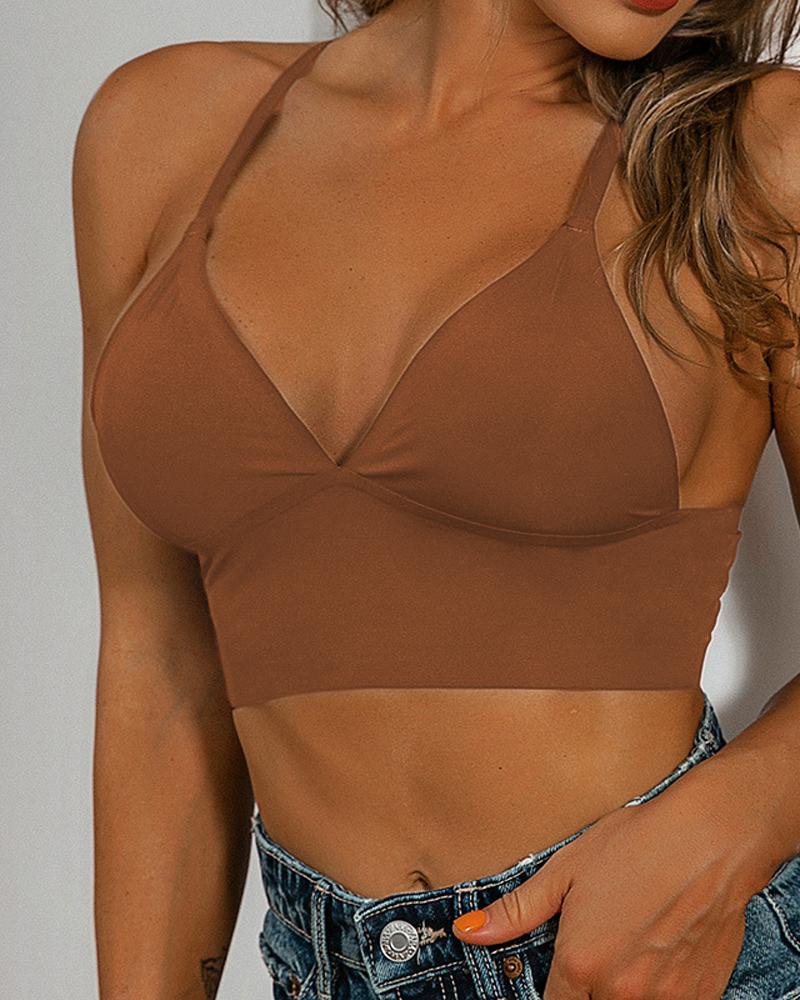 

Seamless Crisscross Push Up Bralette, Coffee