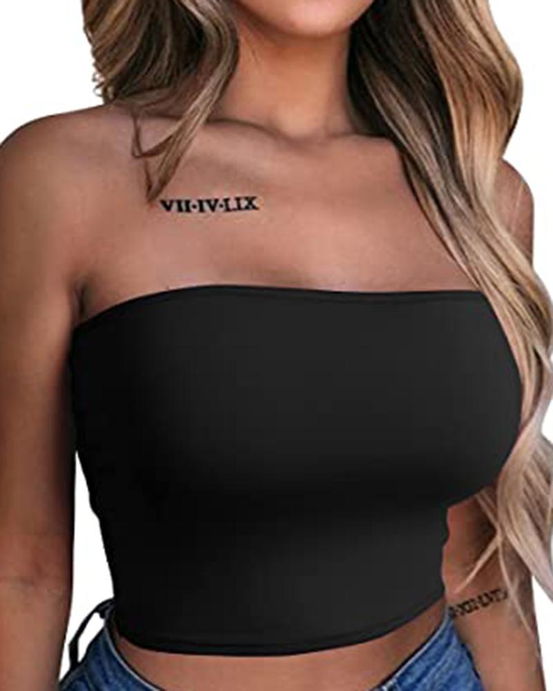 

Bandeau Strapless Crop Tube Top, Black