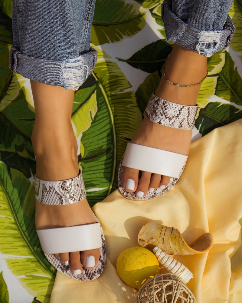 

Open Toe Hollow Beach Sandals, Snakeskin