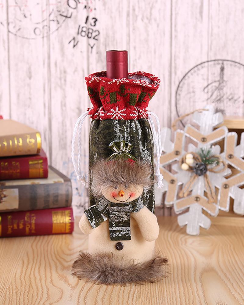 

Christmas Knit Drawstring Wine Bottle Cover, Style1