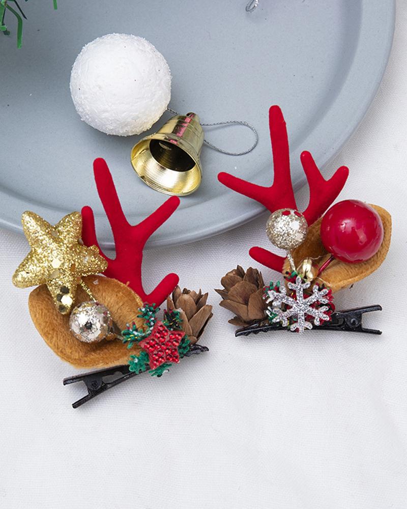 

1Pair Christmas Hair Clips Antlers Hairpins Hair Accessories Christmas Ornament Party Headpiece, Style1