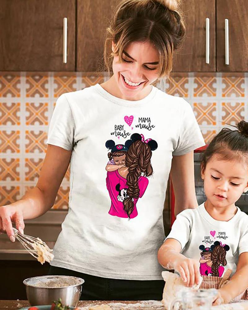 

Mommy & me Letter Graphic Print Short Sleeve T-shirt For Mom, White