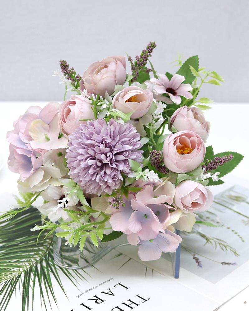 

Artificial Peonies Fake Flower Arrangement Wedding Table Centerpiece Decorations, Purple
