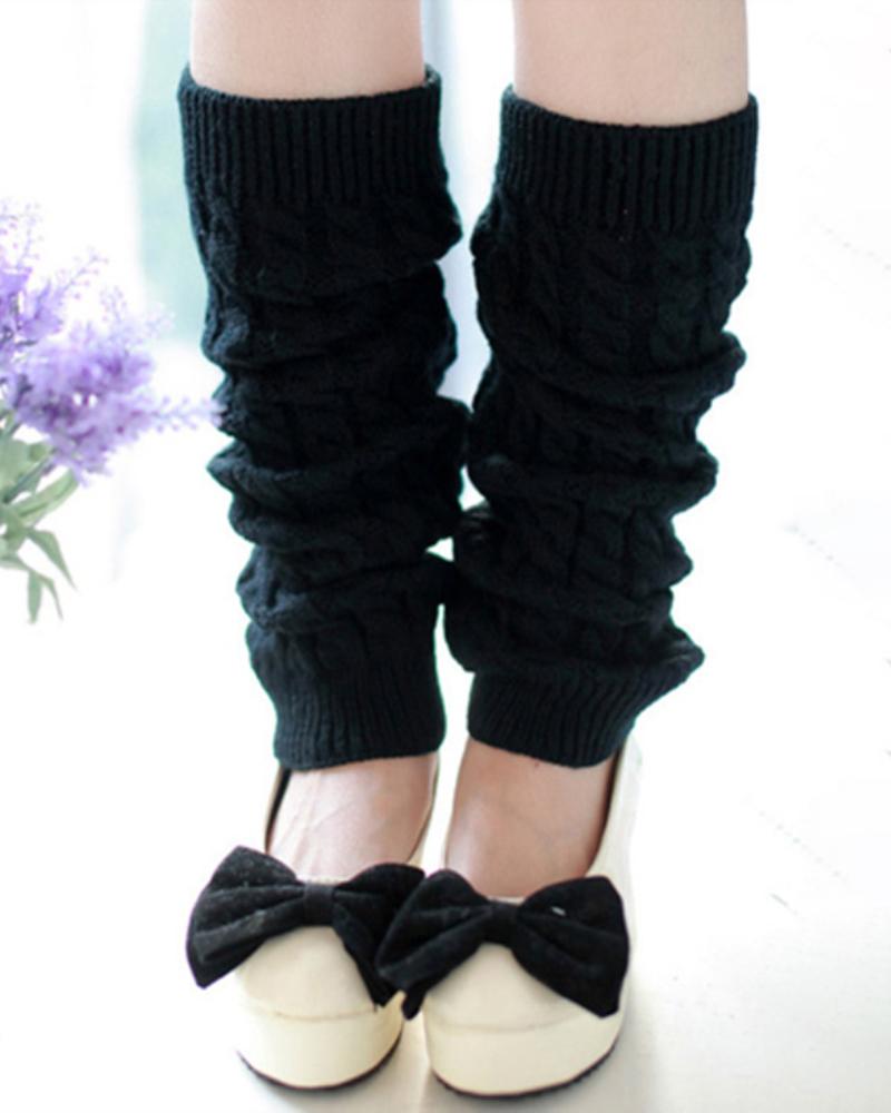 

1Pair Cable Knit Leg Warmers, Black