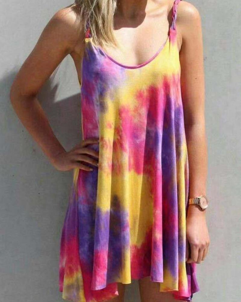 

Gradient Print Cami Pleated Dress, Style1