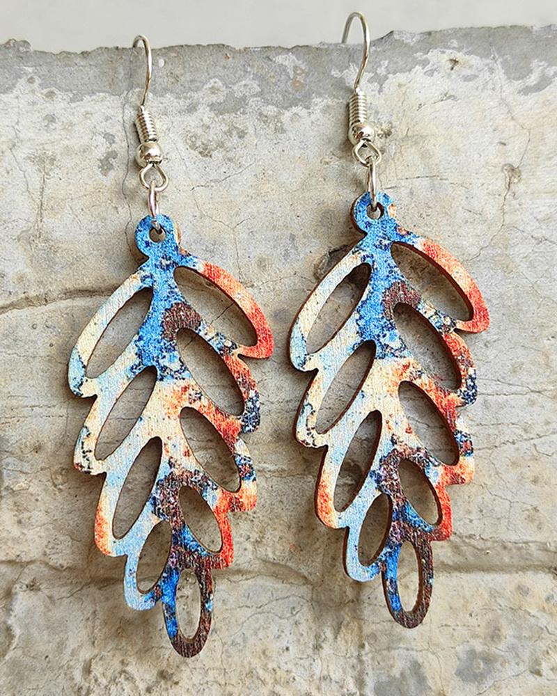 

1Pair Retro Bohemian Hollow Out Leaf Shaped Drop Earrings, Style4