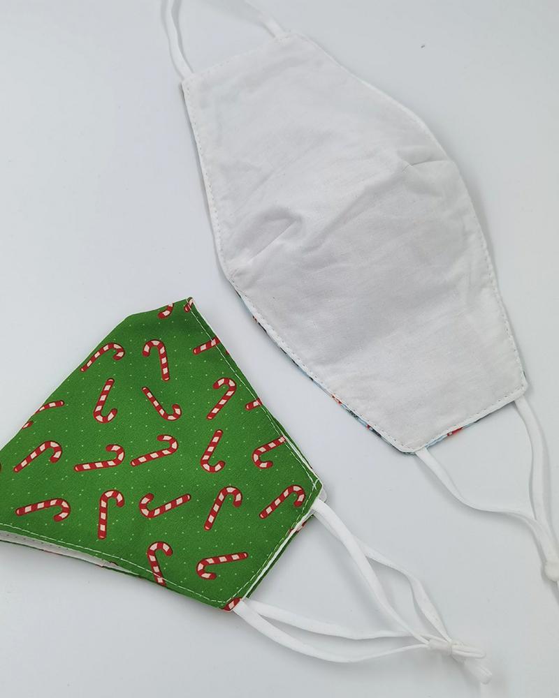 

Christmas Print Breathable Face Mask, Green