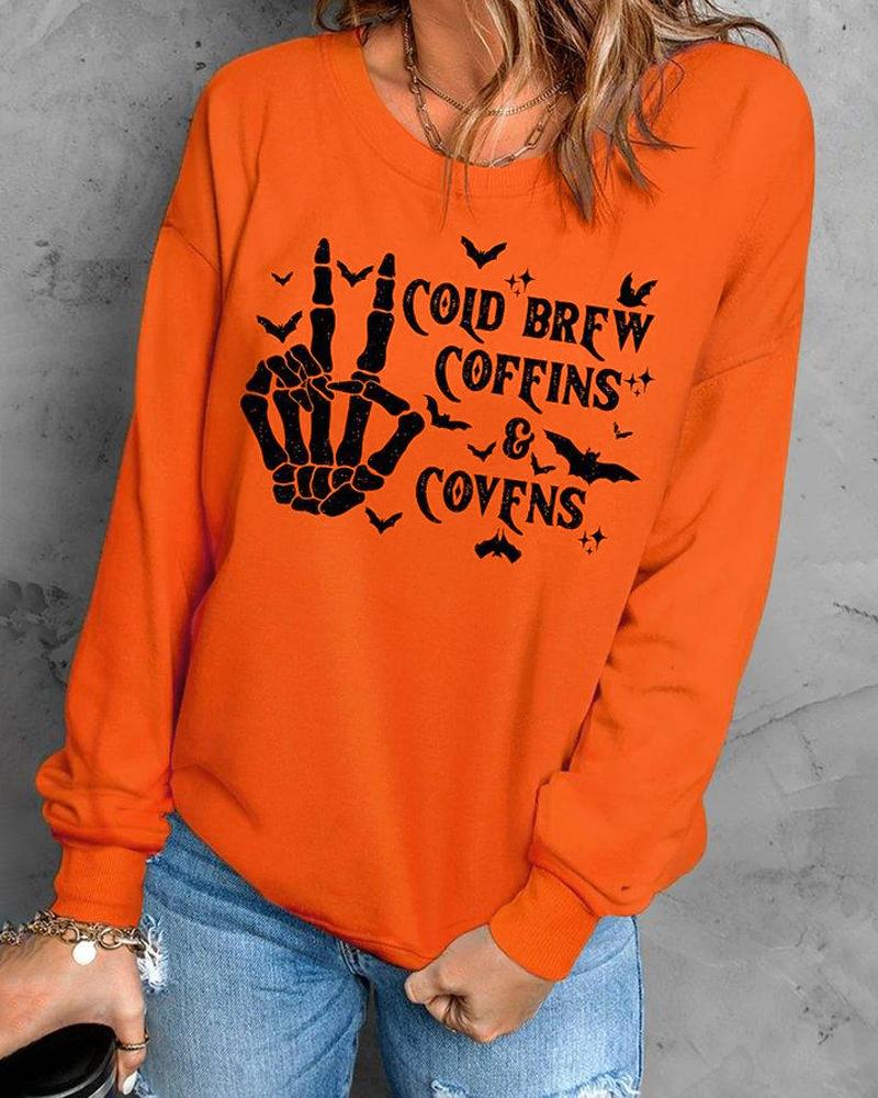 

Halloween Graphic Print Long Sleeve Top, Orange