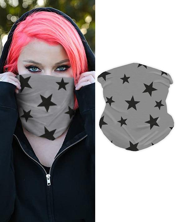 

Star Print Breathable Face Bandana Magic Scarf Headwrap Balaclava, Gray