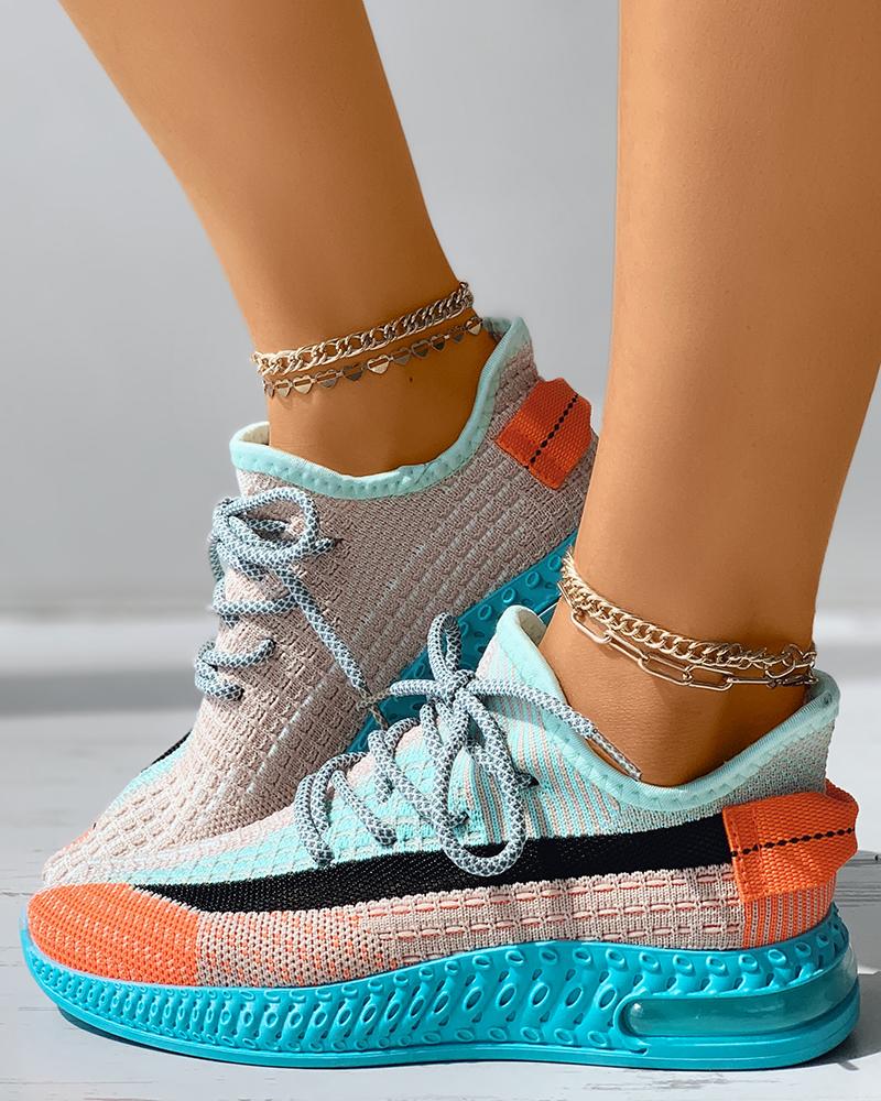 Colorblock Lace-up Front Sneakers