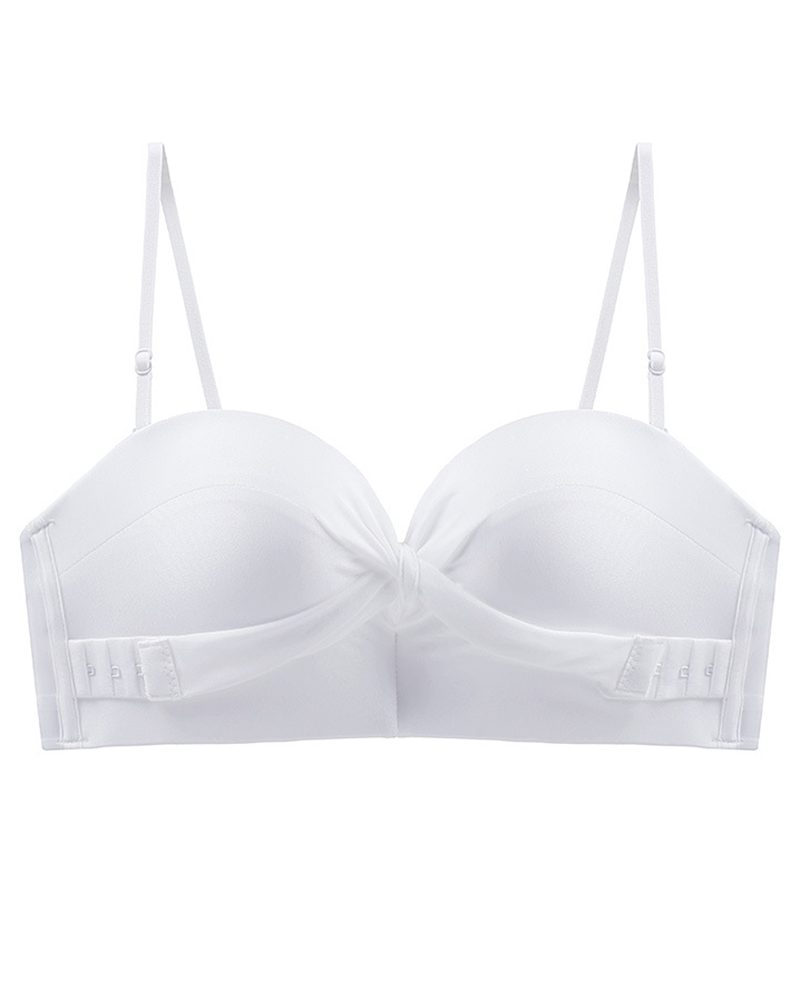 

Tied Detail Push Up Seamless Wireless Bra, White