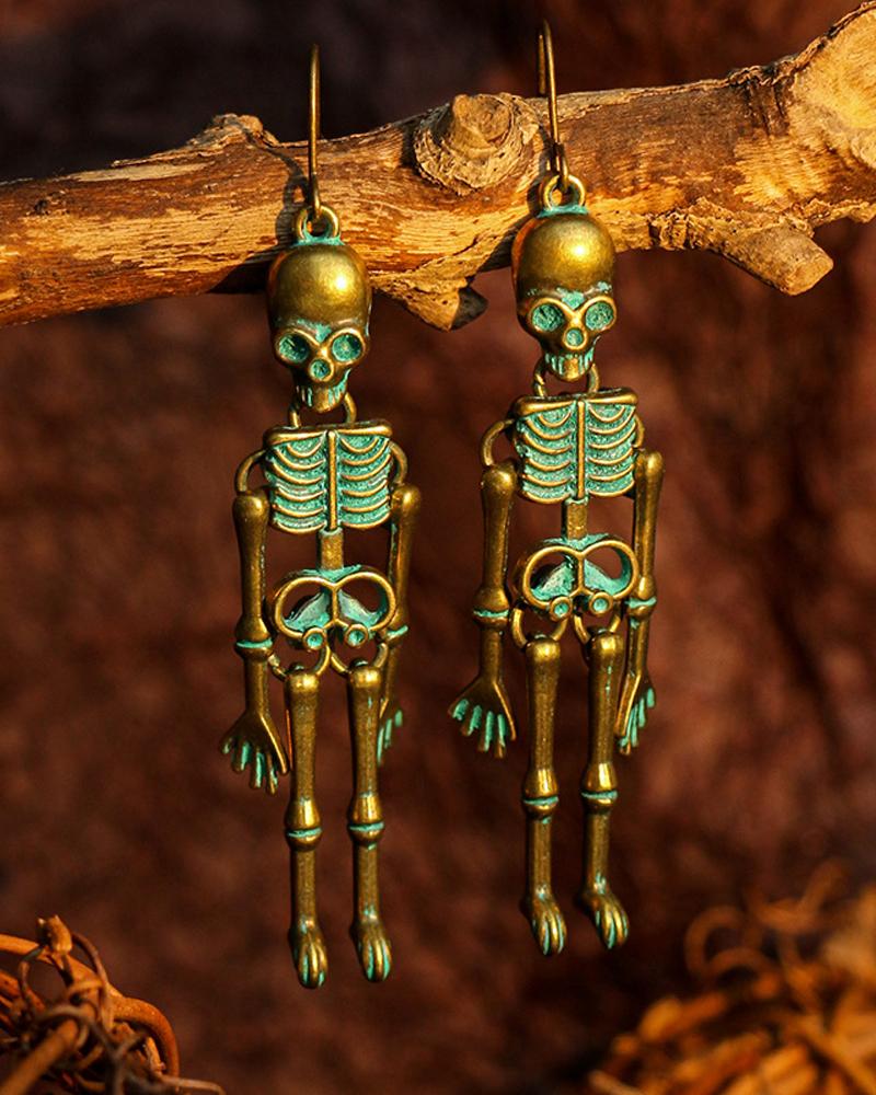 

1Pair Halloween Goth Skeleton Drop Earrings, Green