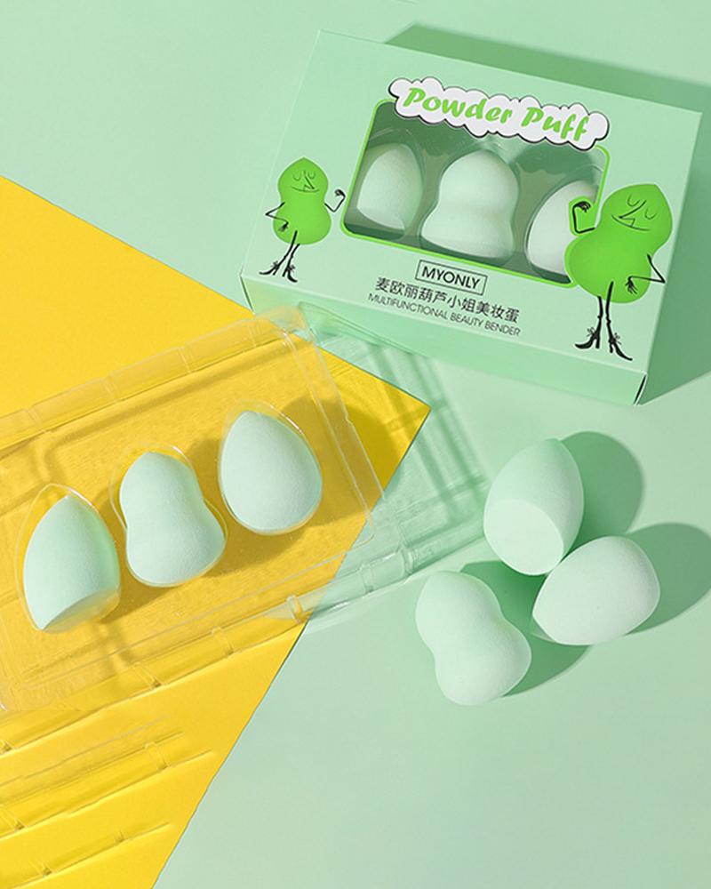 

Set Water-drop / Pear / Blender Flat Makeup Sponge, Green
