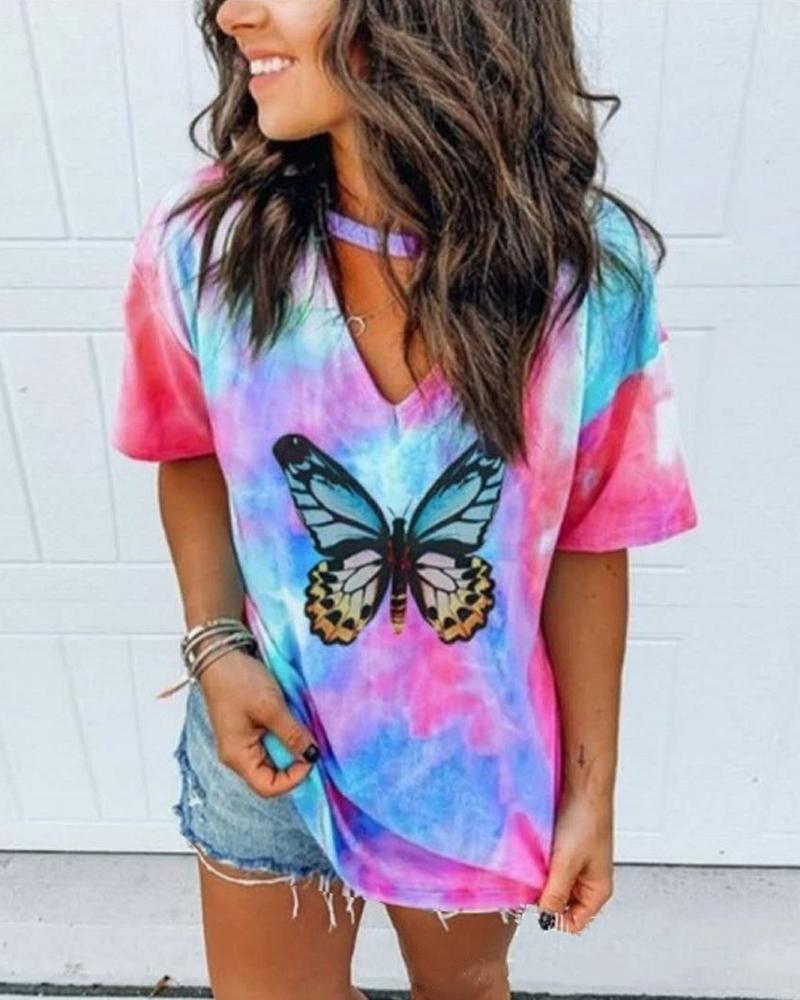 

Tie Dye Butterfly T-Shirt, Hot pink